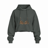 Noir Seduce – Leopard Oversize Crop Hoodie — Antrasit — Ön baskı