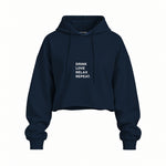 Drink Love Relax Repeat Oversize Crop Hoodie — Lacivert — Ön baskı