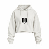 DO IT Oversize Crop Hoodie — Beyaz — Ön baskı