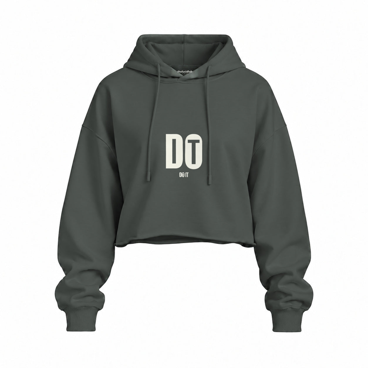 DO IT Oversize Crop Hoodie — Antrasit — Ön baskı