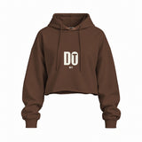 DO IT Oversize Crop Hoodie — Kahverengi — Ön baskı