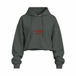 Warning I Bite Oversize Crop Hoodie — Antrasit — Ön baskı