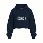 Unshell Me Oversize Crop Hoodie — Lacivert — Ön baskı