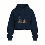 Noir Seduce Oversize Crop Hoodie — Lacivert — Ön baskı