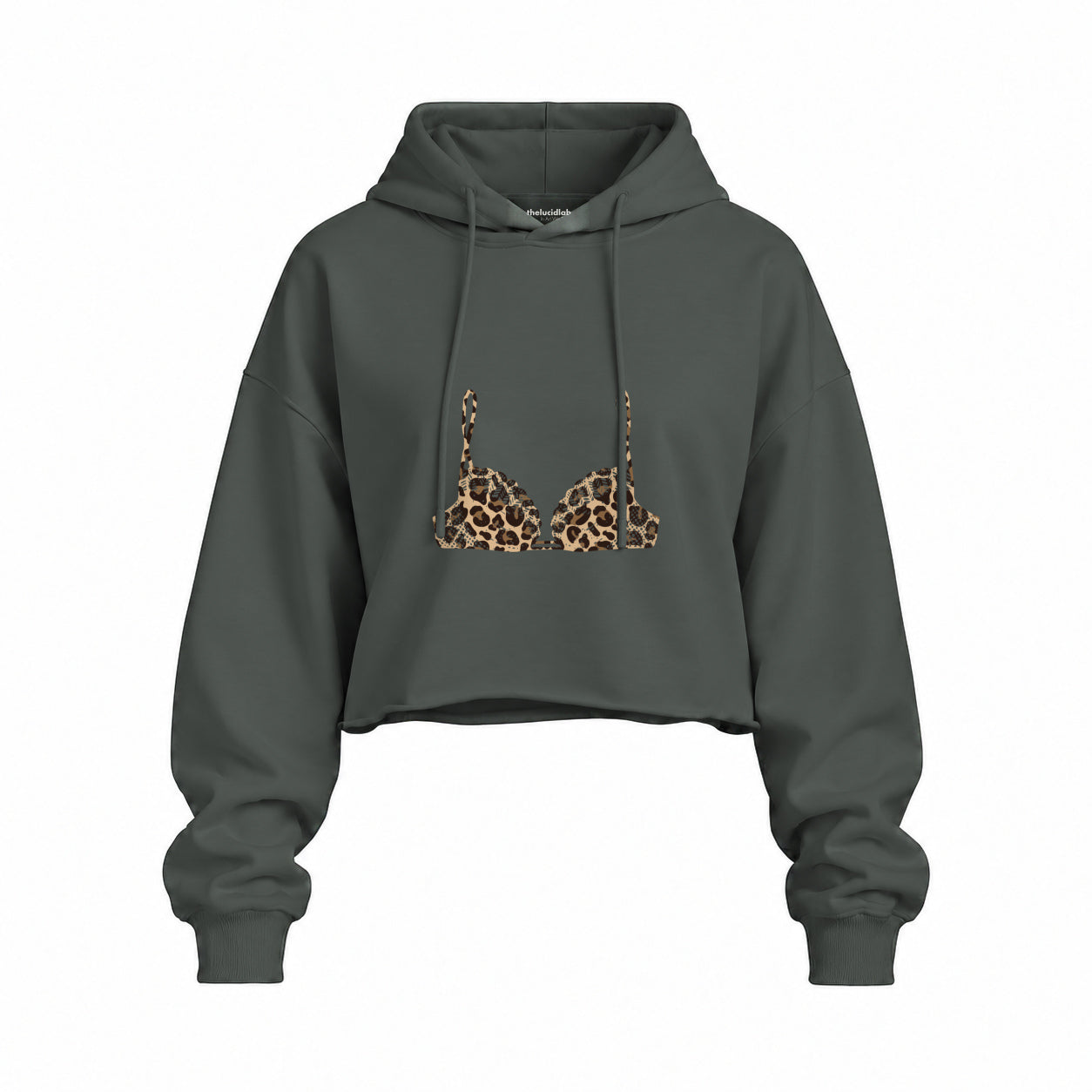 Noir Seduce Oversize Crop Hoodie — Antrasit — Ön baskı
