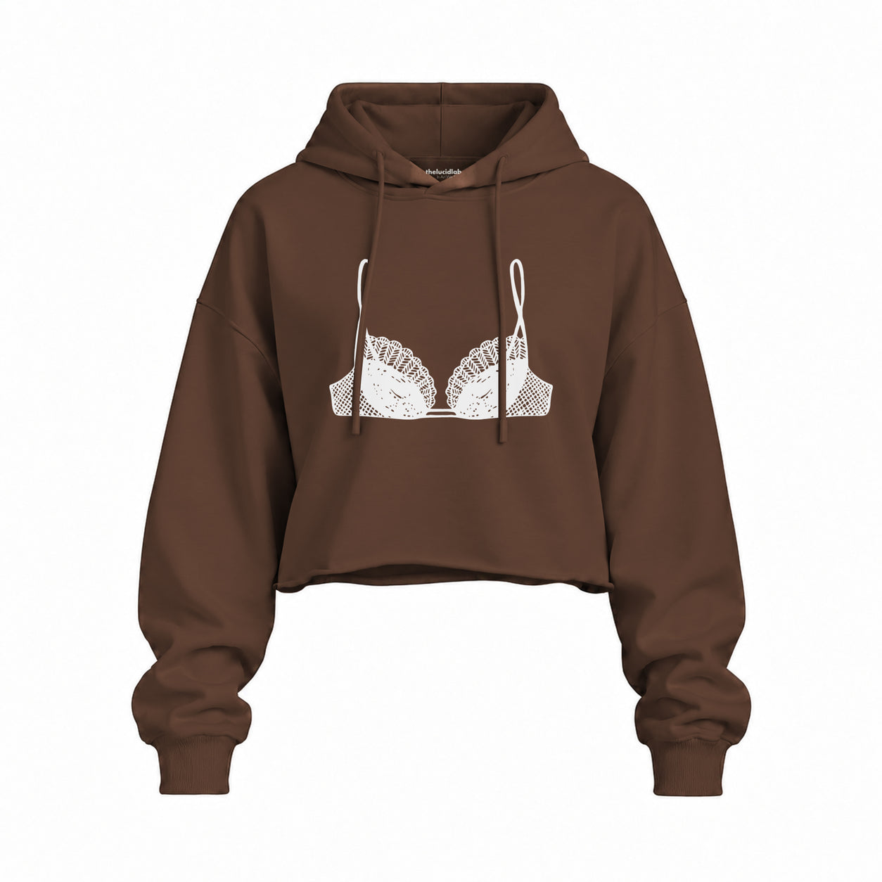 Noir Seduce Oversize Crop Hoodie — Kahverengi — Ön baskı