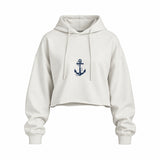Sailor Oversize Crop Hoodie — Beyaz — Ön baskı