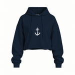 Sailor Oversize Crop Hoodie — Lacivert — Ön baskı