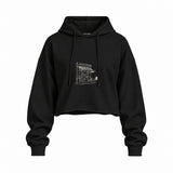 Café de Paris Oversize Crop Hoodie — Siyah — Ön baskı
