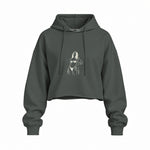 Catch Me By The Sea Oversize Crop Hoodie — Antrasit — Ön baskı