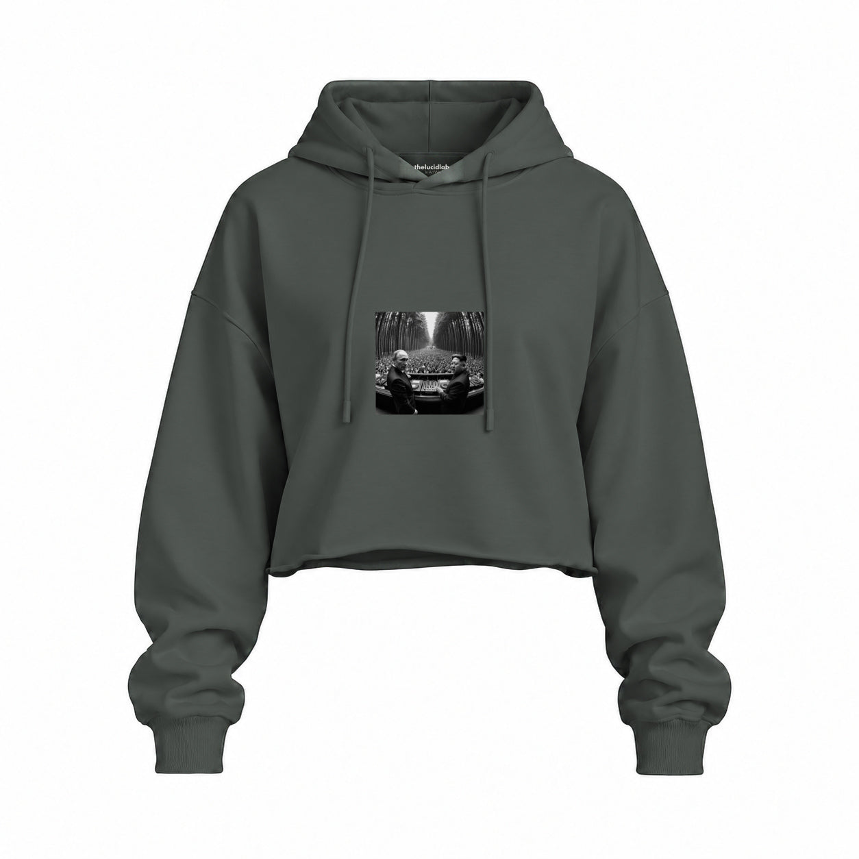 No Requests Oversize Crop Hoodie — Antrasit — Ön baskı