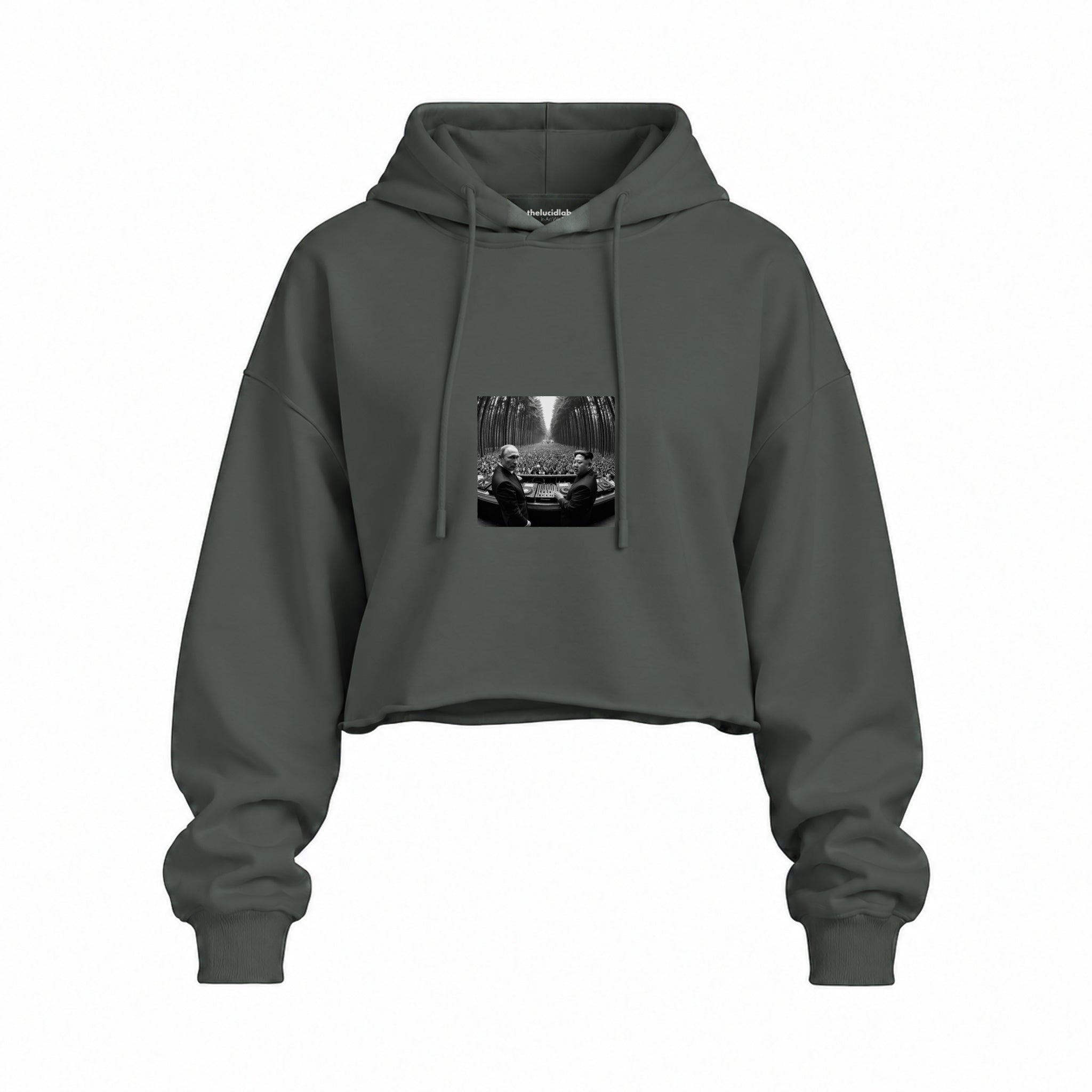 No Requests Oversize Crop Hoodie — Antrasit — Ön baskı