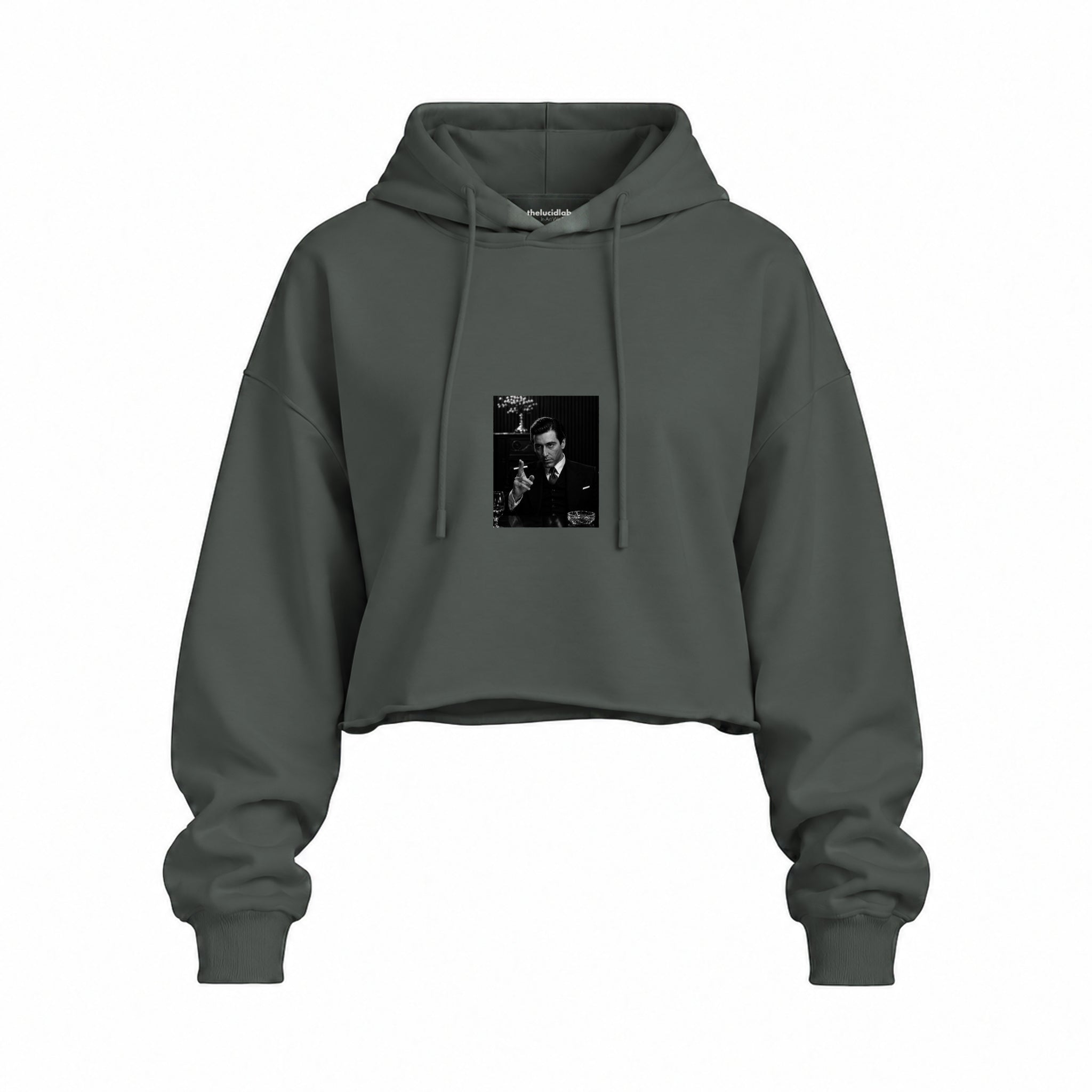 Michael Corleone Oversize Crop Hoodie — Antrasit — Ön baskı