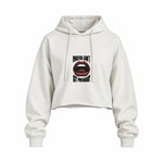 Mouths Can't Get Pregnant Oversize Crop Hoodie — Beyaz — Ön baskı