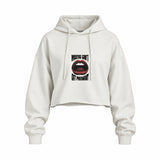 Mouths Can't Get Pregnant Oversize Crop Hoodie — Beyaz — Ön baskı