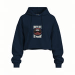 Mouths Can't Get Pregnant Oversize Crop Hoodie — Lacivert — Ön baskı