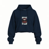 Mouths Can't Get Pregnant Oversize Crop Hoodie — Lacivert — Ön baskı