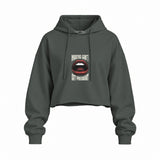 Mouths Can't Get Pregnant Oversize Crop Hoodie — Antrasit — Ön baskı