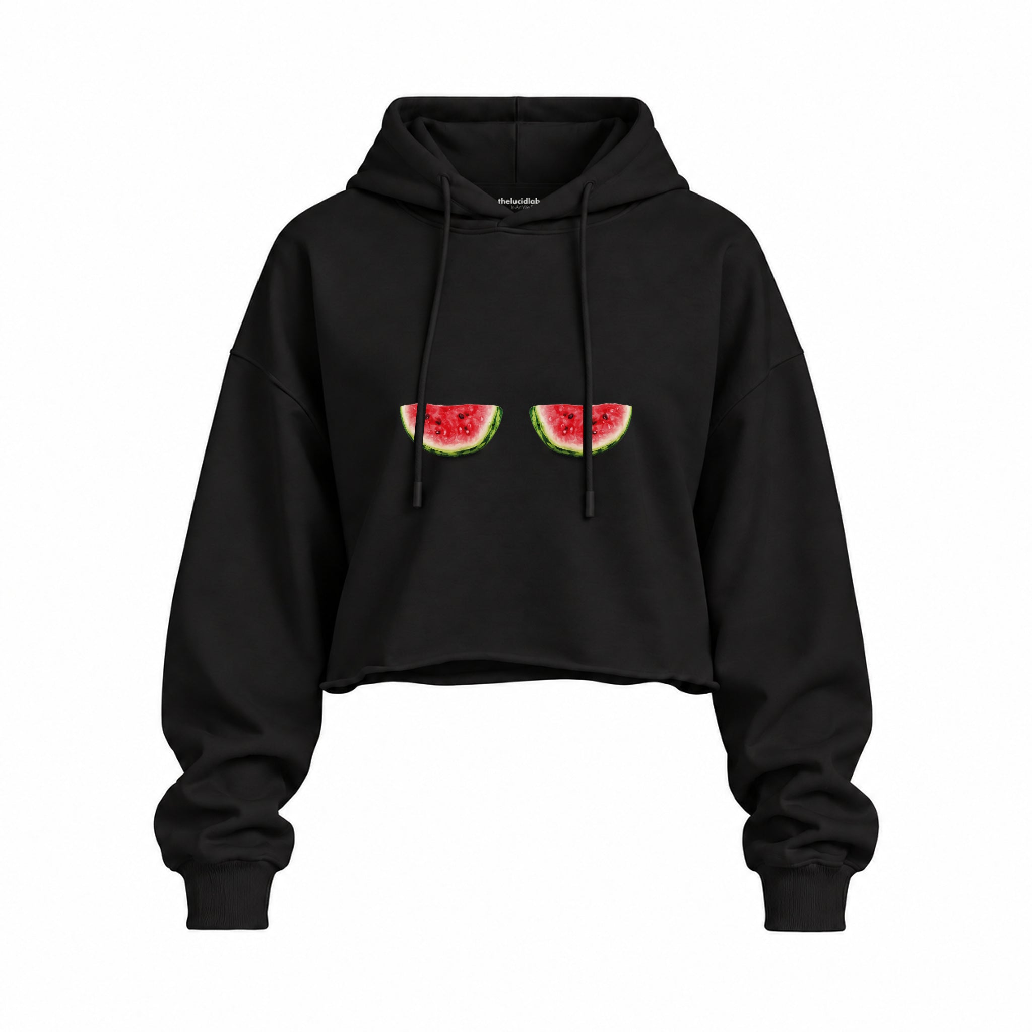 Summer Twins Oversize Crop Hoodie — Siyah — Ön baskı