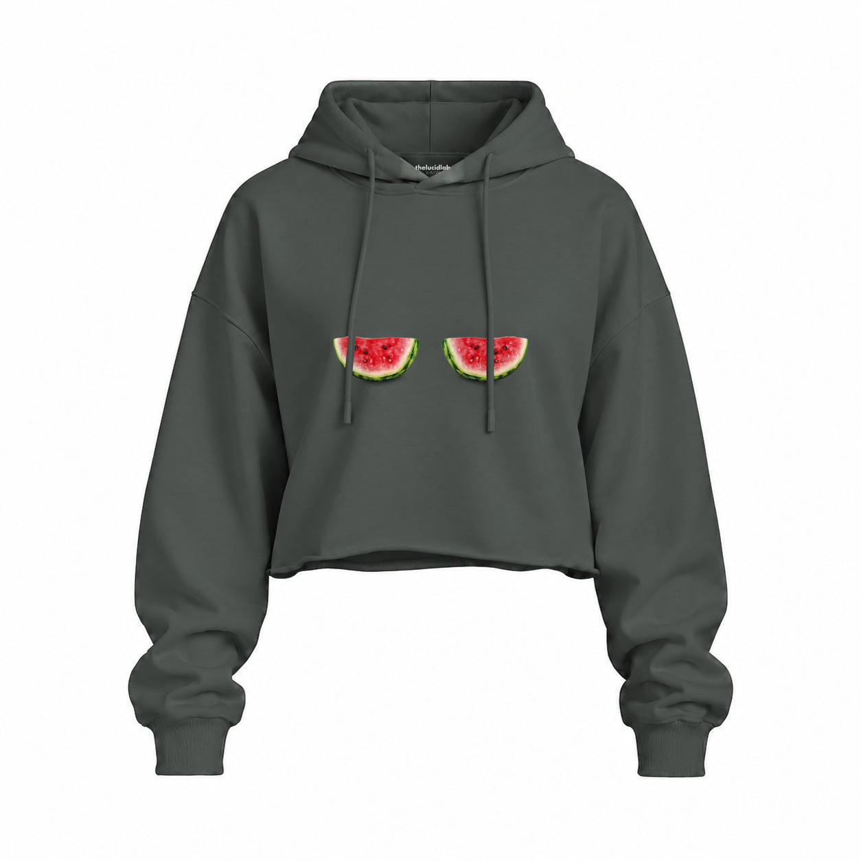 Summer Twins Oversize Crop Hoodie — Antrasit — Ön baskı