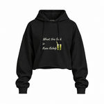 What The Fuck Is Kuzu Kulağı Oversize Crop Hoodie — Siyah — Ön baskı