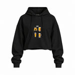 Lets Get Beers Tonight Oversize Crop Hoodie — Siyah — Ön baskı