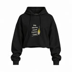 Big Money Never Comes Clean Oversize Crop Hoodie — Siyah — Ön baskı