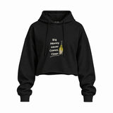 Big Money Never Comes Clean Oversize Crop Hoodie — Siyah — Ön baskı