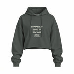 Summer Is Cool If You're Rich Oversize Crop Hoodie — Antrasit — Ön baskı