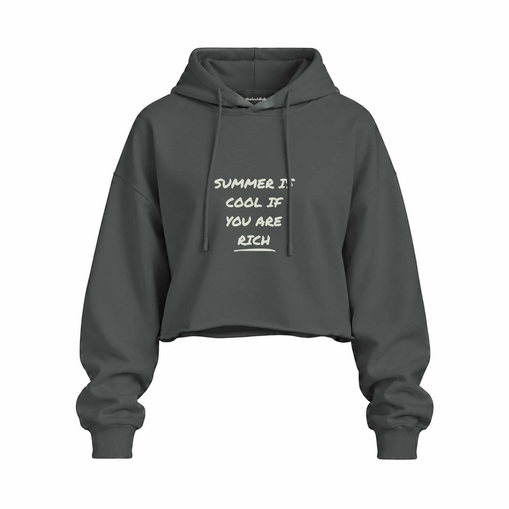 Summer Is Cool If You're Rich Oversize Crop Hoodie — Antrasit — Ön baskı