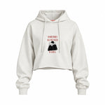 We Need A Hug Oversize Crop Hoodie — Beyaz — Ön baskı