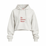 Drink Date Drive Oversize Crop Hoodie — Beyaz — Ön baskı