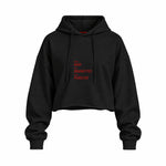 Drink Date Drive Oversize Crop Hoodie — Siyah — Ön baskı