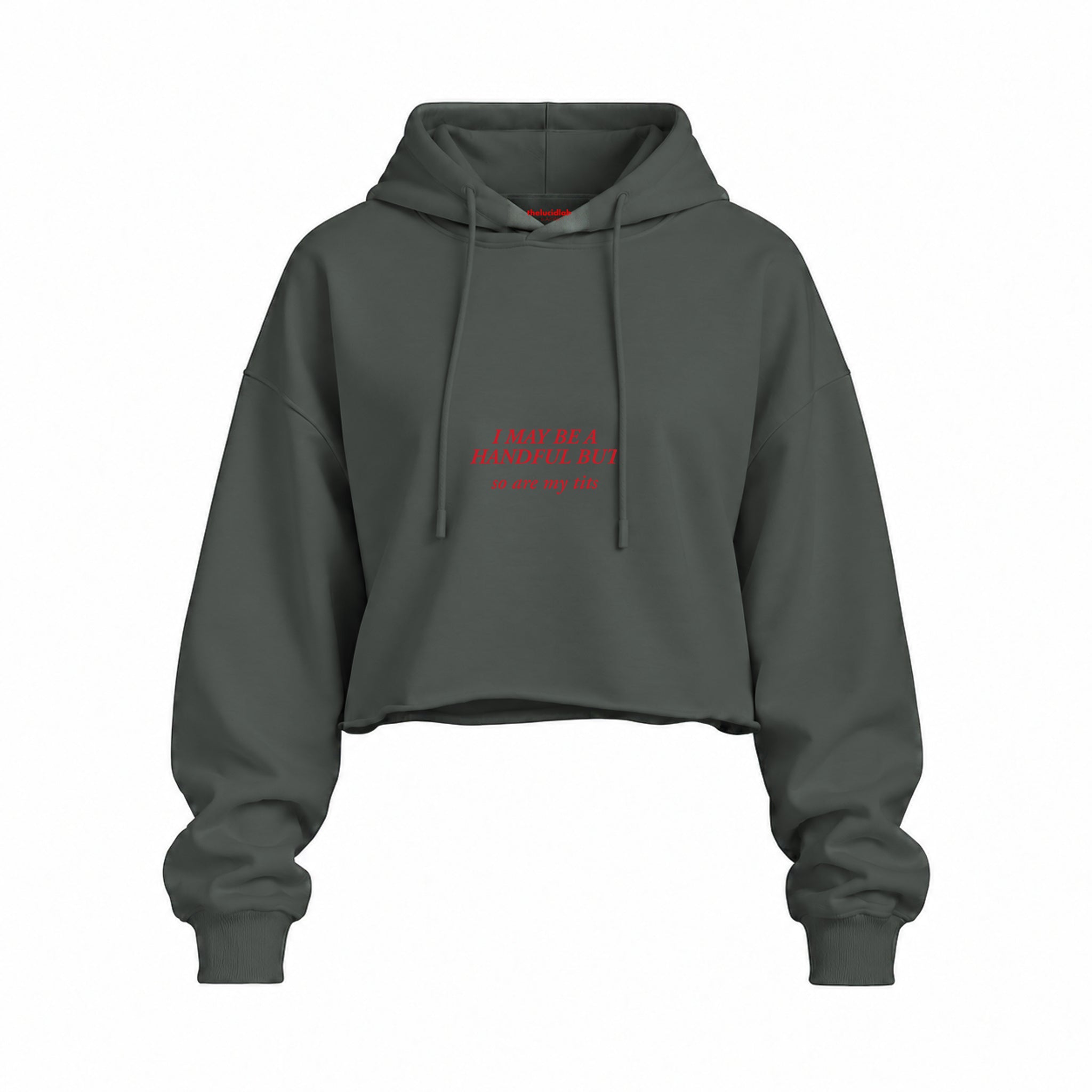 My Tits Oversize Crop Hoodie — Antrasit — Ön baskı