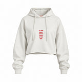 Tell Your Parents Oversize Crop Hoodie — Beyaz — Ön baskı