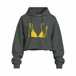 Yellow Bikini Oversize Crop Hoodie — Antrasit — Ön baskı