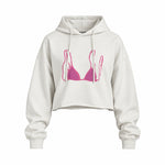 Pink Bikini Oversize Crop Hoodie — Beyaz — Ön baskı