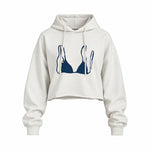 Navy Blue Bikini Oversize Crop Hoodie — Beyaz — Ön baskı