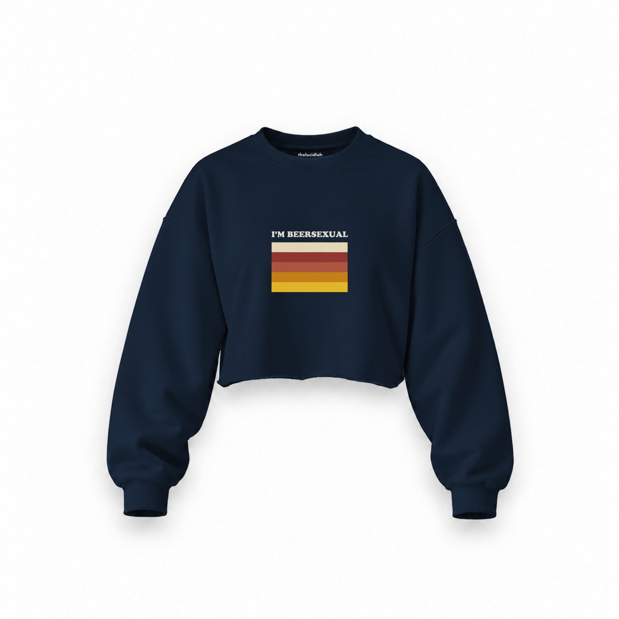 I'm Beersexual Oversize Crop Sweatshirt — Lacivert — Ön baskı