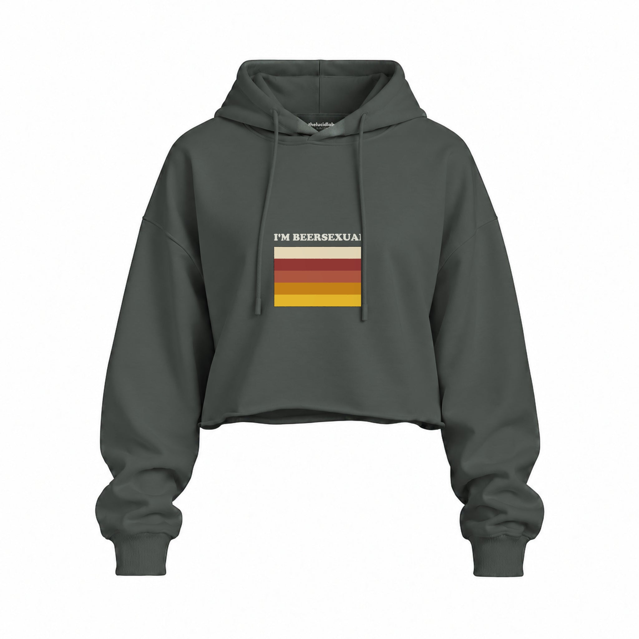 I'm Beersexual Oversize Crop Hoodie — Antrasit — Ön baskı