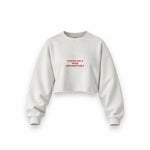 Turkish Girls Oversize Crop Sweatshirt — Beyaz — Ön baskı