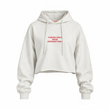 Turkish Girls Oversize Crop Hoodie — Beyaz — Ön baskı