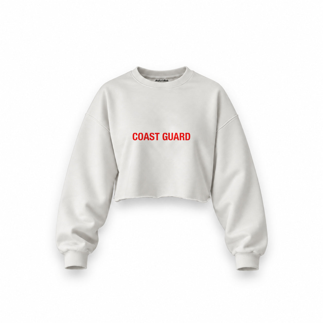 Coast Guard Oversize Crop Sweatshirt — Beyaz — Ön baskı
