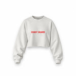 Coast Guard Oversize Crop Sweatshirt — Beyaz — Ön baskı