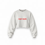Coast Guard Oversize Crop Sweatshirt — Beyaz — Ön baskı