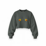 Nipples Oversize Crop Sweatshirt — Antrasit — Ön baskı