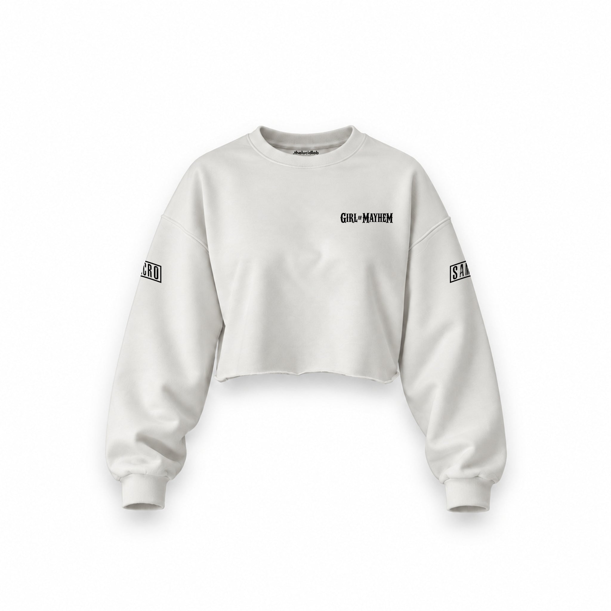 Sons Of Anarchy: Girl of Mayhem Oversize Crop Sweatshirt — Beyaz — Ön baskı