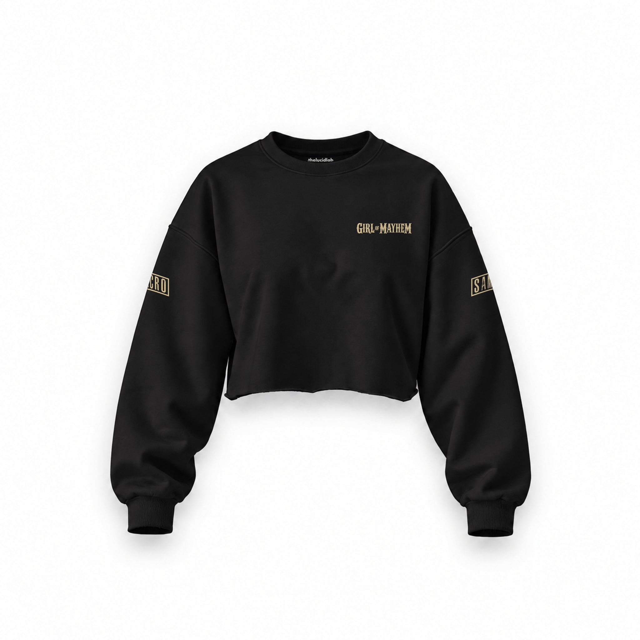 Sons Of Anarchy: Girl of Mayhem Oversize Crop Sweatshirt — Siyah — Ön baskı