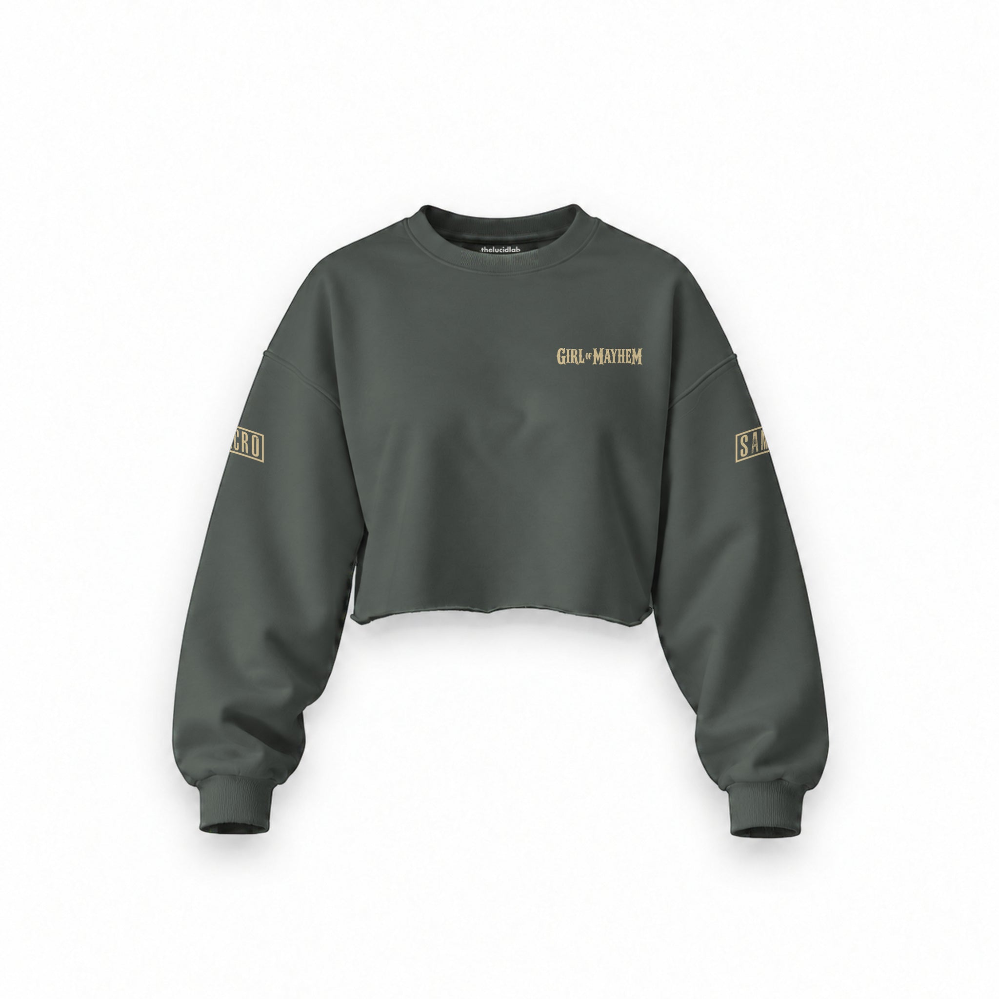 Sons Of Anarchy: Girl of Mayhem Oversize Crop Sweatshirt — Antrasit — Ön baskı