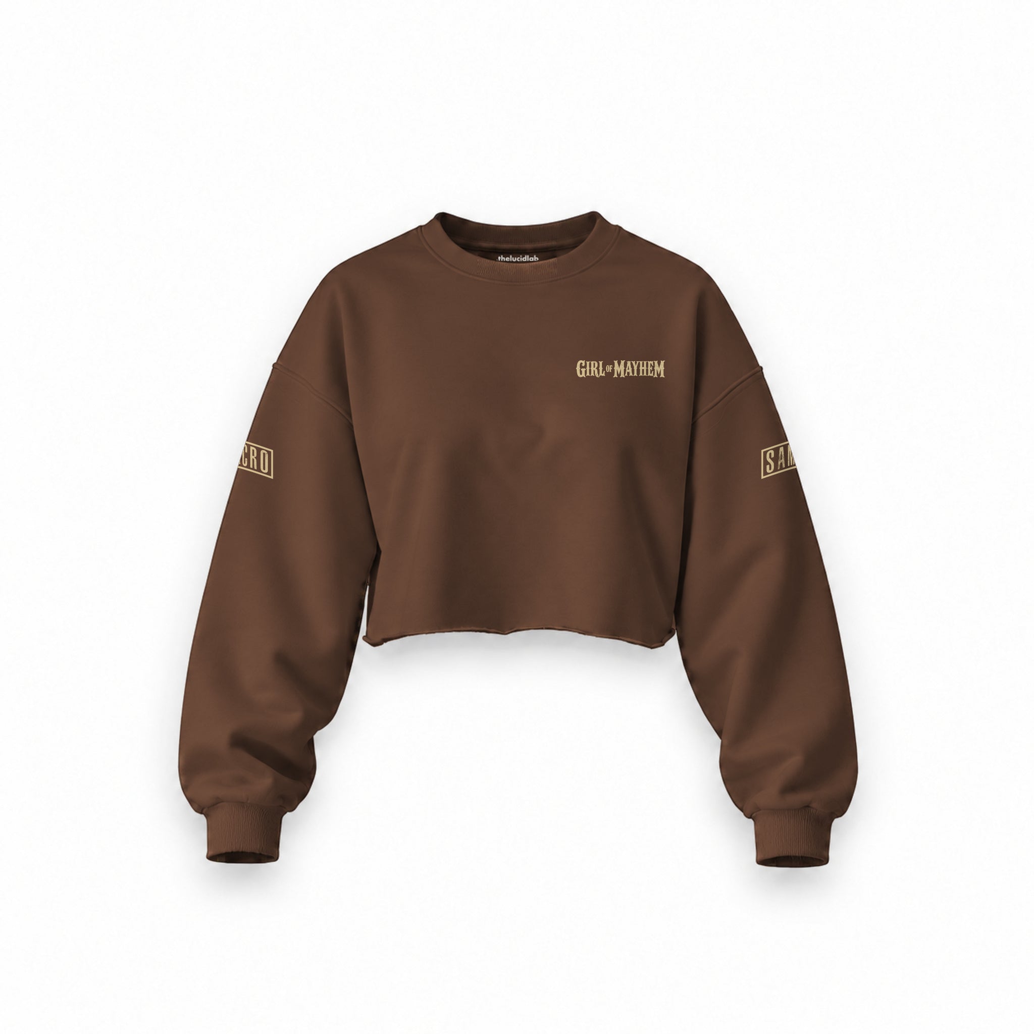 Sons Of Anarchy: Girl of Mayhem Oversize Crop Sweatshirt — Kahverengi — Ön baskı